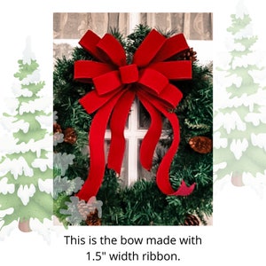 Christmas Bow OUTDOOR Red Velvet Christmas wreath bow red Christmas bow with plastic liner