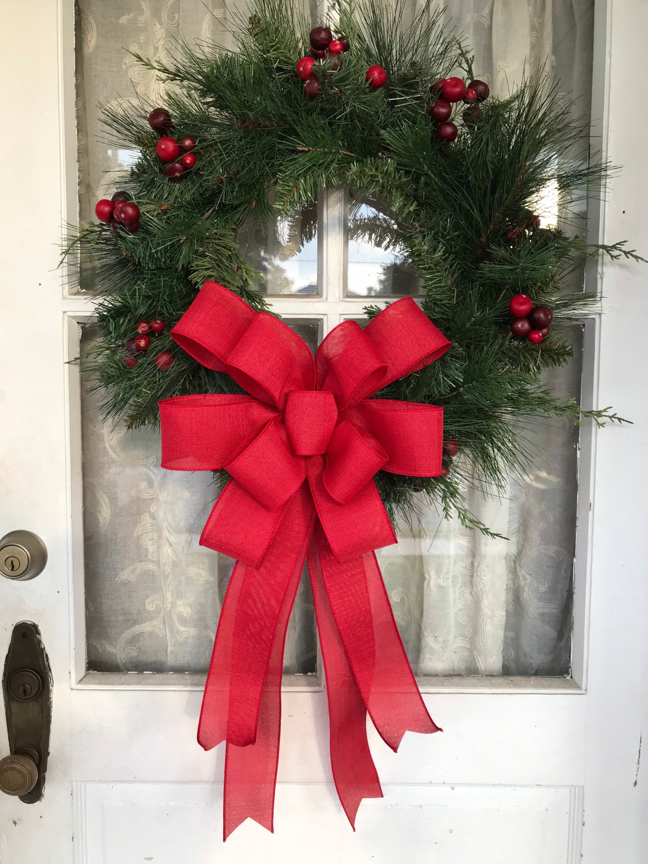 大きなリボンのクリスマスリース ベア 楽器 大きなリボンのクリスマス