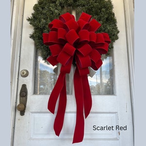 Giant Christmas Bow 18 Inch Red Velvet Outdoor Bow for 36 to 60 Inch Wreath Bow Only Scarlet Red