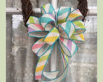 Easter Spring Bow for Front Door Decor Wreath Bow for Spring