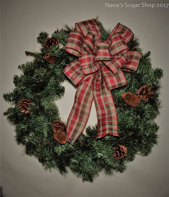 Deluxe Country Plaid Red Christmas Wreath Bow For Front Etsy