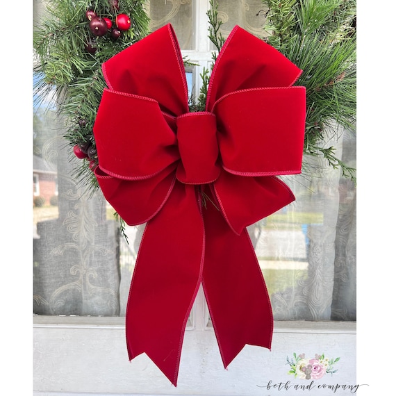 INDOOR or OUTDOOR Grand Red Velvet Christmas Bow Front Porch  display picture 1