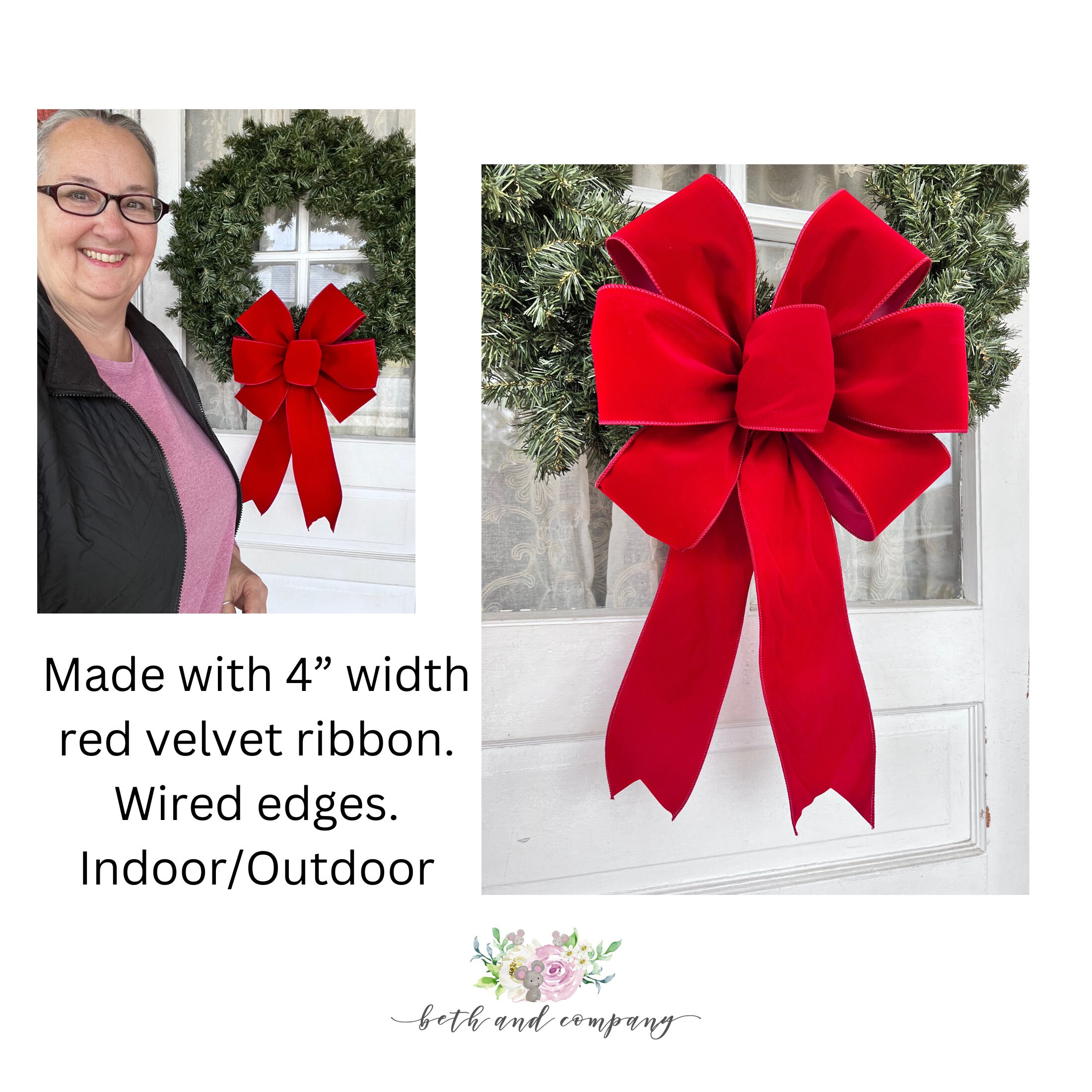 Nœud Géant En Velours 2 M – Décoration Noël Extra Large, Pour Intérieur/extérieur, Fêtes Et Mariages