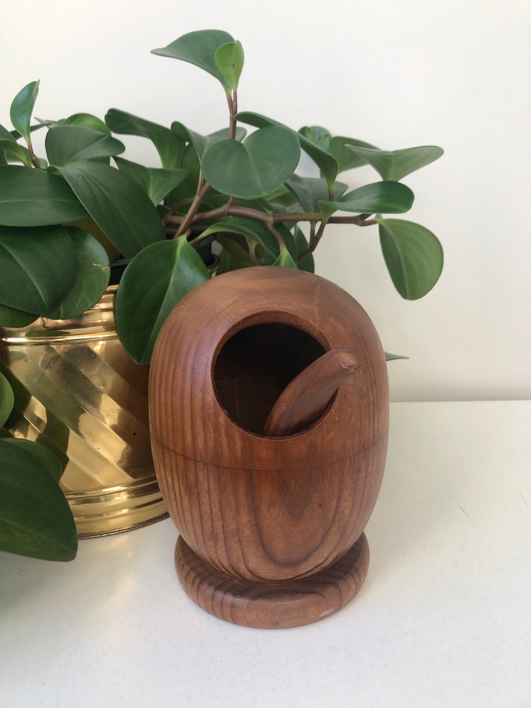 Vintage Wood Nut Bowl and Spoon Etsy