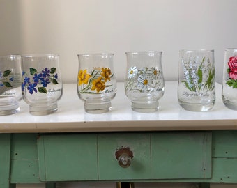 Vintage Flower of the Month Glasses / Vintage Dominion Collectible Glasses / Sold Seperately