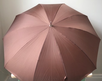 Vintage Brown Umbrella with Brown Plastic Handle