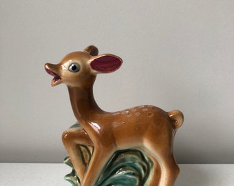 Vintage Mid Century Ceramic Deer Planter / Dresser Caddy