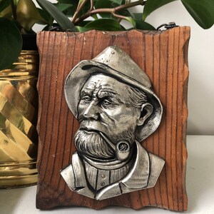 Vintage Wall Decor Face of a Man with a Pipe