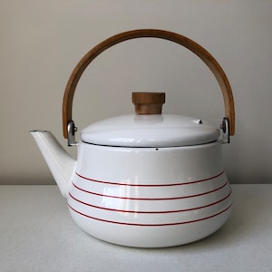 Porcelain White Enamel Tea Kettle Vintage White Enamel Teapot