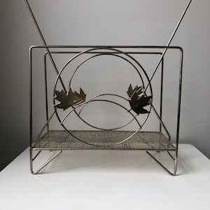 Vintage Brass Magazine Rack or Record Storage
