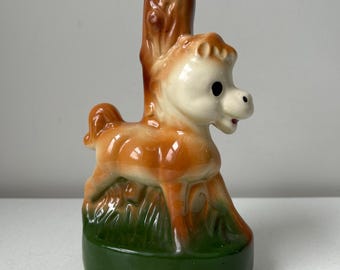 Vintage MidCentury Ceramic Pony and Tree Lamp Base