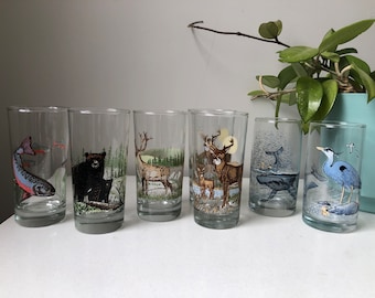 Vintage Irving Oil Limited 1985 1986 1987 and 1989 Animal Series Drinking Glasses - Each Sold Separately