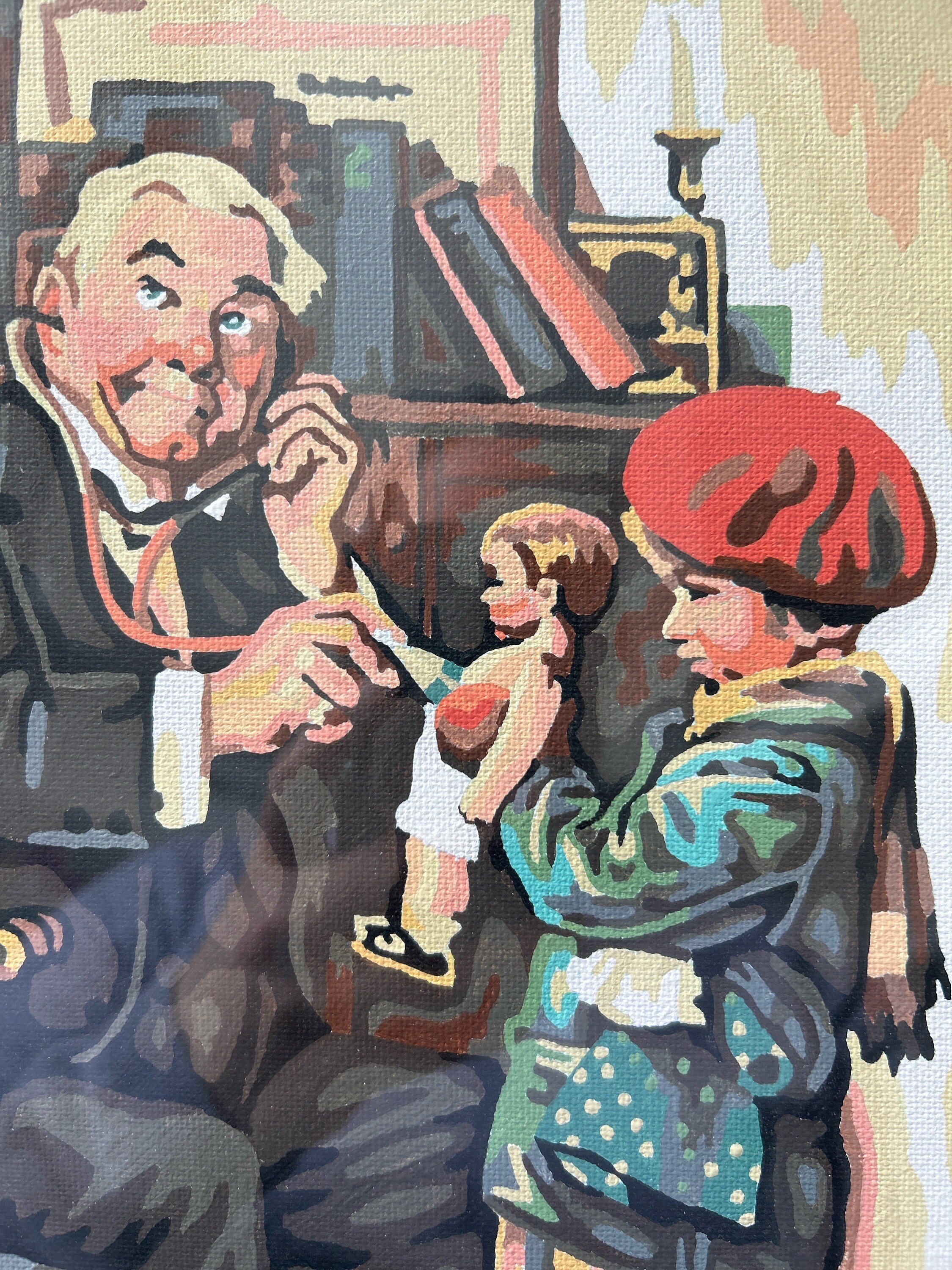Vintage Norman Rockwell Paint by Number Completed and Framed