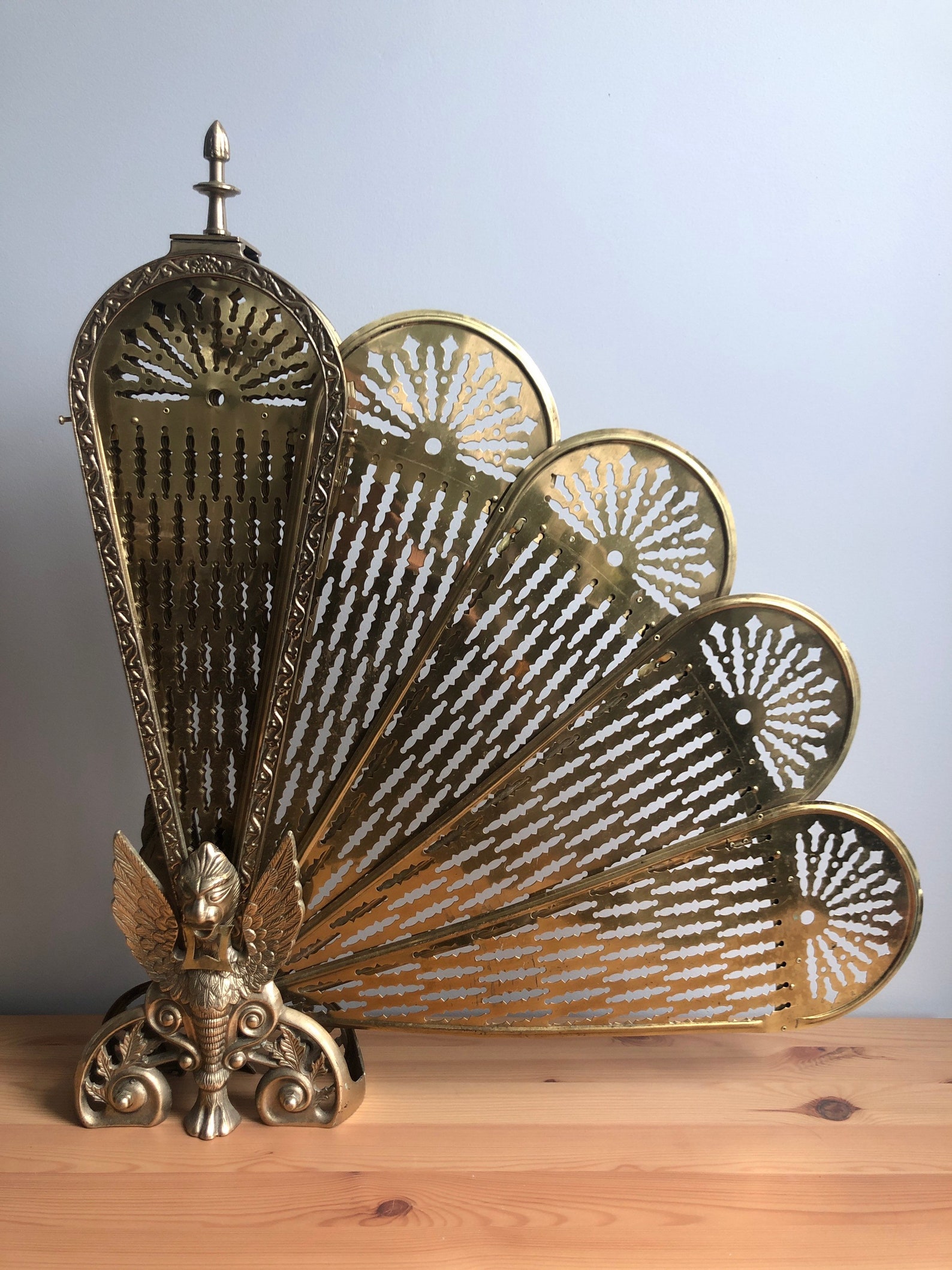 Vintage Brass Peacock Fireplace Screen Etsy