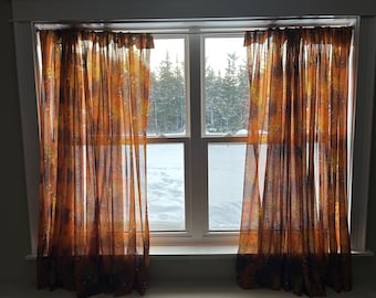 Set of 2 Vintage Pleated Bold Floral Curtains