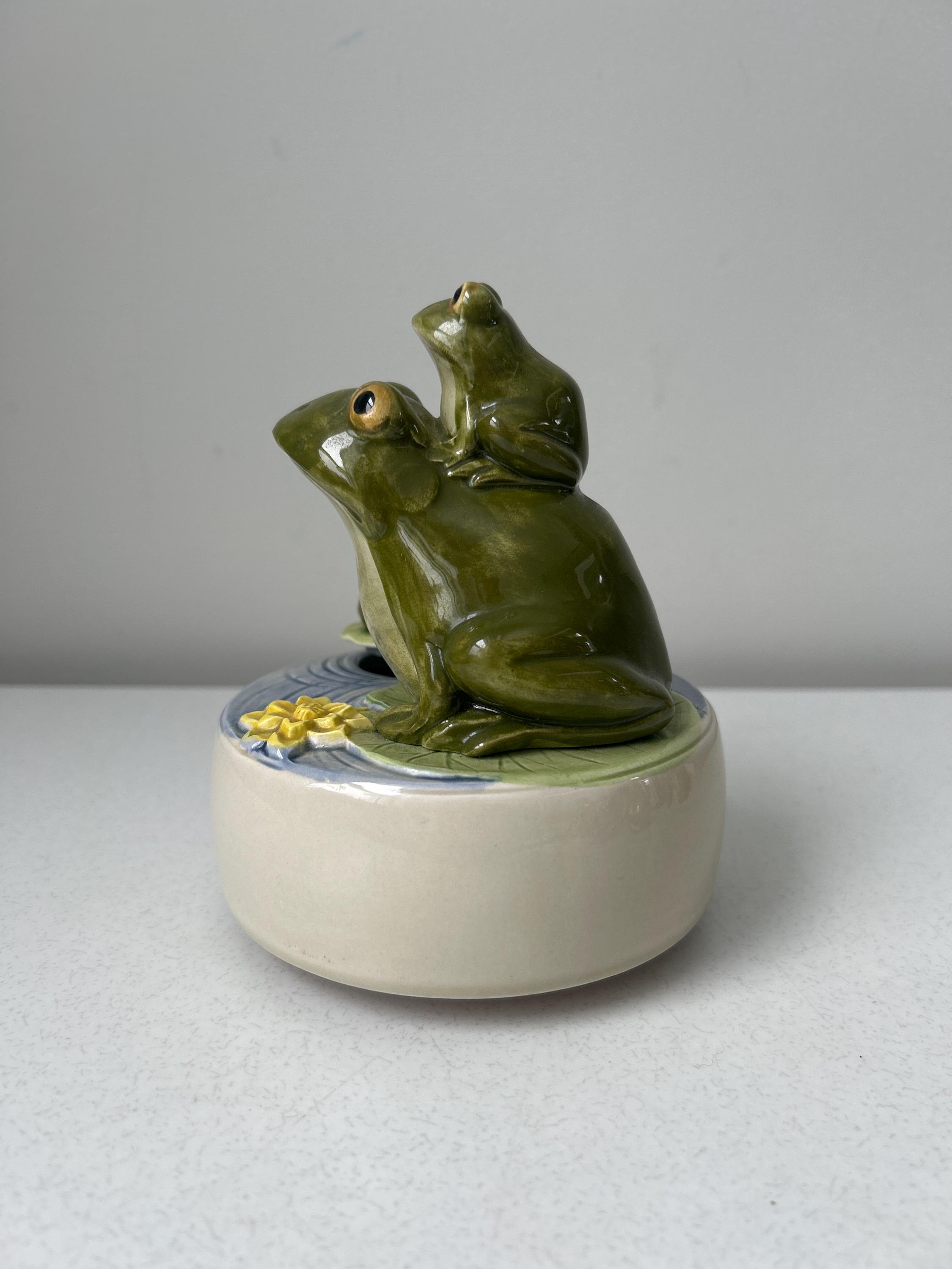 Vintage Ceramic Frogs Rotating Otagiri Music Box - Etsy