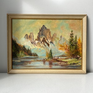Vintage Original Painting Timberline Lake