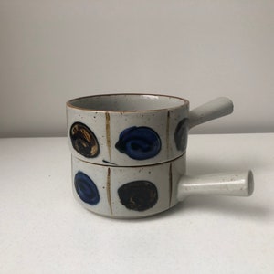 Set of Two Vintage Soup Bowls with Handles