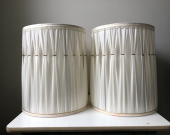 One Reserved for Lisa ***Vintage Cream and Gold Pinch Pleated Wrapped Drum Lampshades
