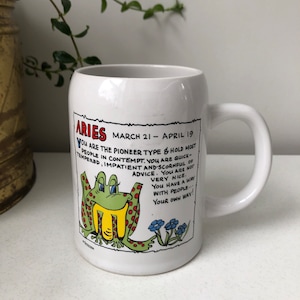 Vintage Ceramic Aries Horoscope Talk Tankard Beer Mug