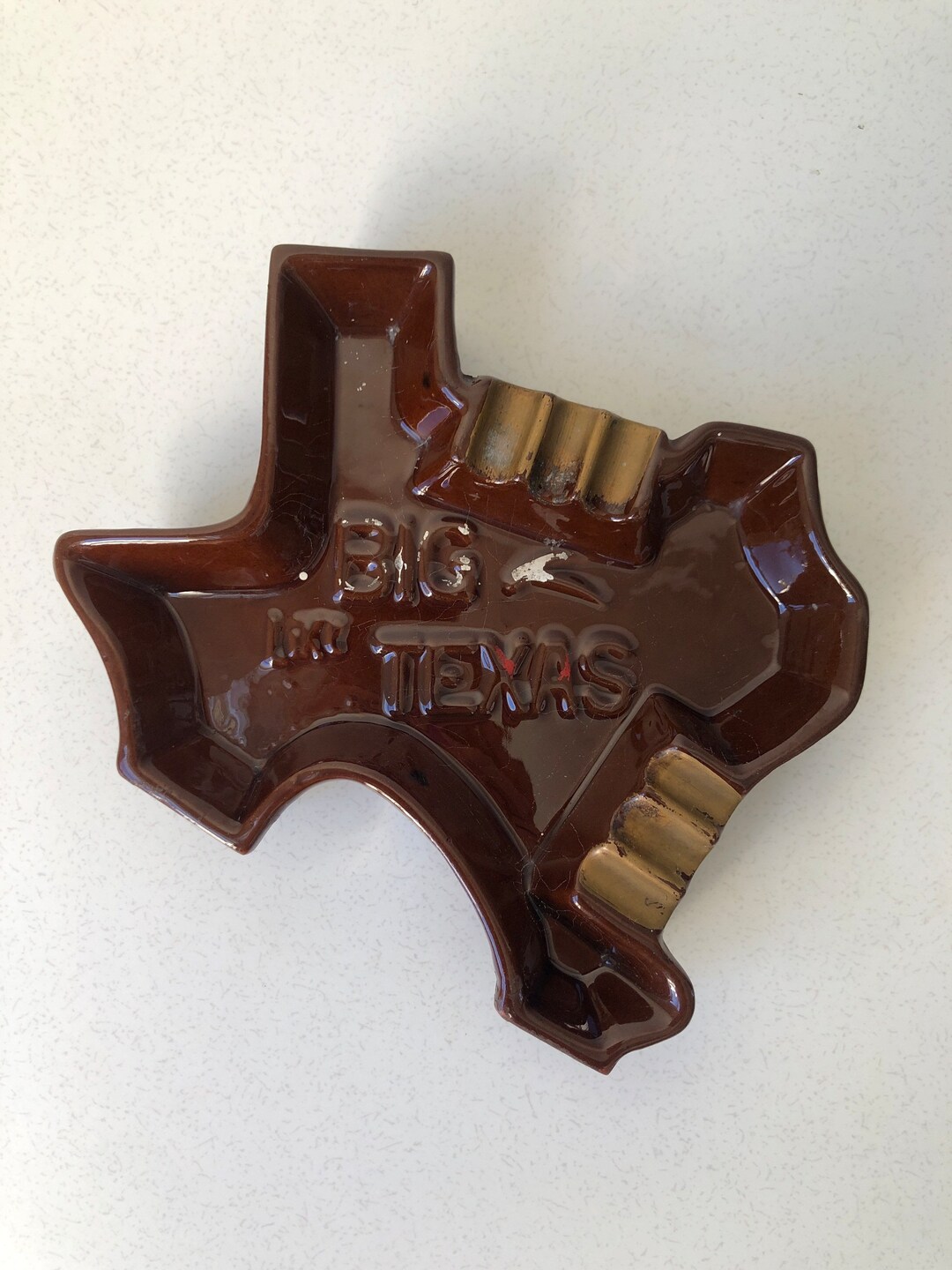 Vintage Ceramic Texas Shaped Ashtray Etsy