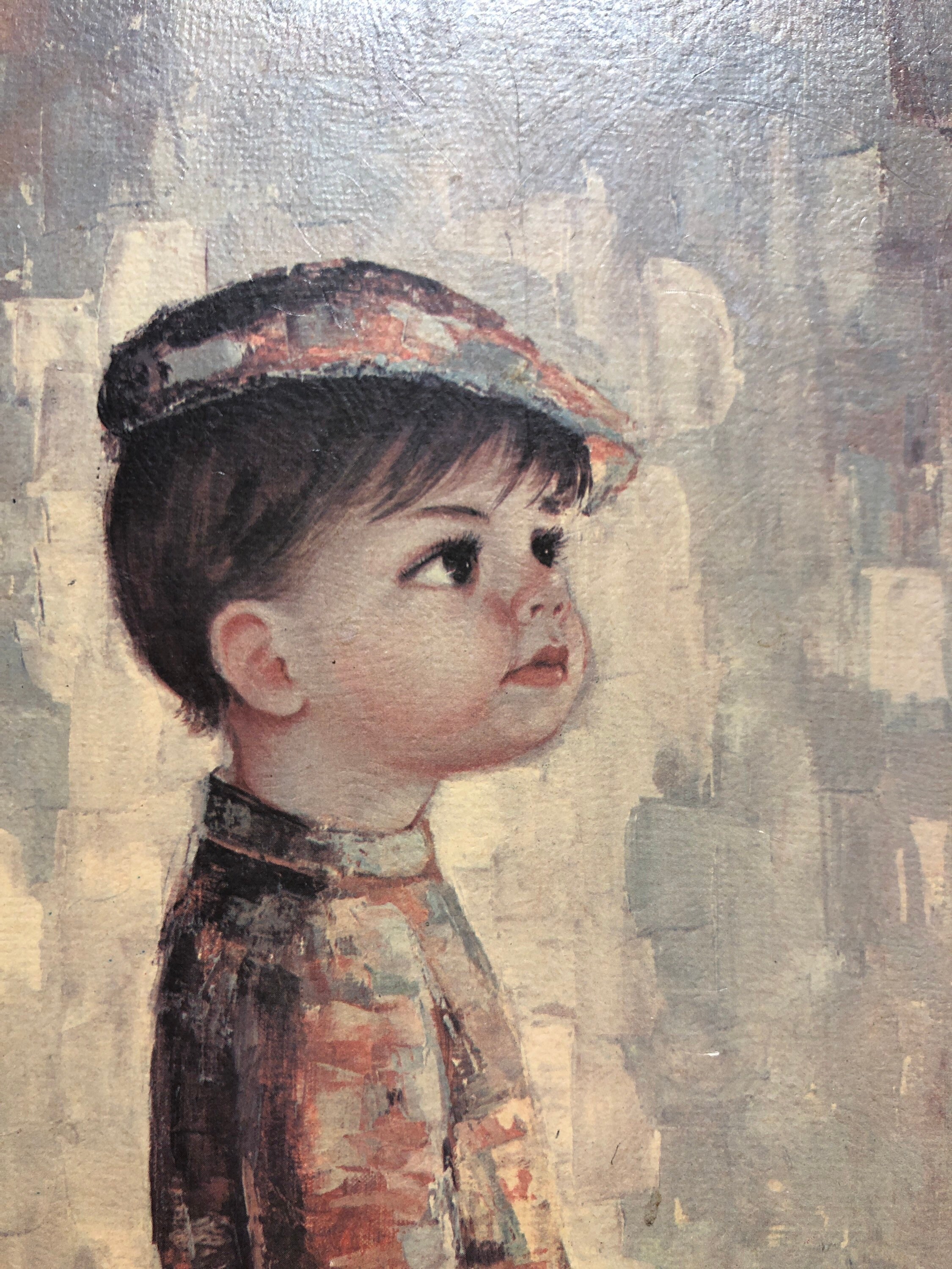 Vintage M Medeiros Framed Jacky Boy Big Eye Print - Etsy 日本