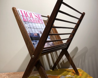 Mid Century Modern Wooden Folding Magazine Rack.  Nasco Yugoslavia