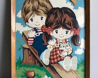 Vintage Complete Framed Paint By Number Painting