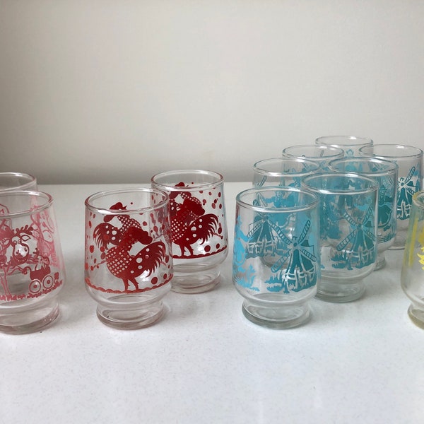 Assorted Vintage Kids Mini Juice Glasses - Each Sold Separately