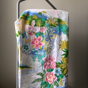 Vintage Tropical Beach Hawaiian Double Fitted Sheet