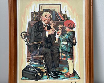 Vintage Norman Rockwell Paint by Number Completed and Framed