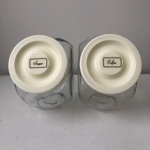 Set of 2 Vintage Candy Jar Canisters with Screw on Lids, Coffee and Sugar