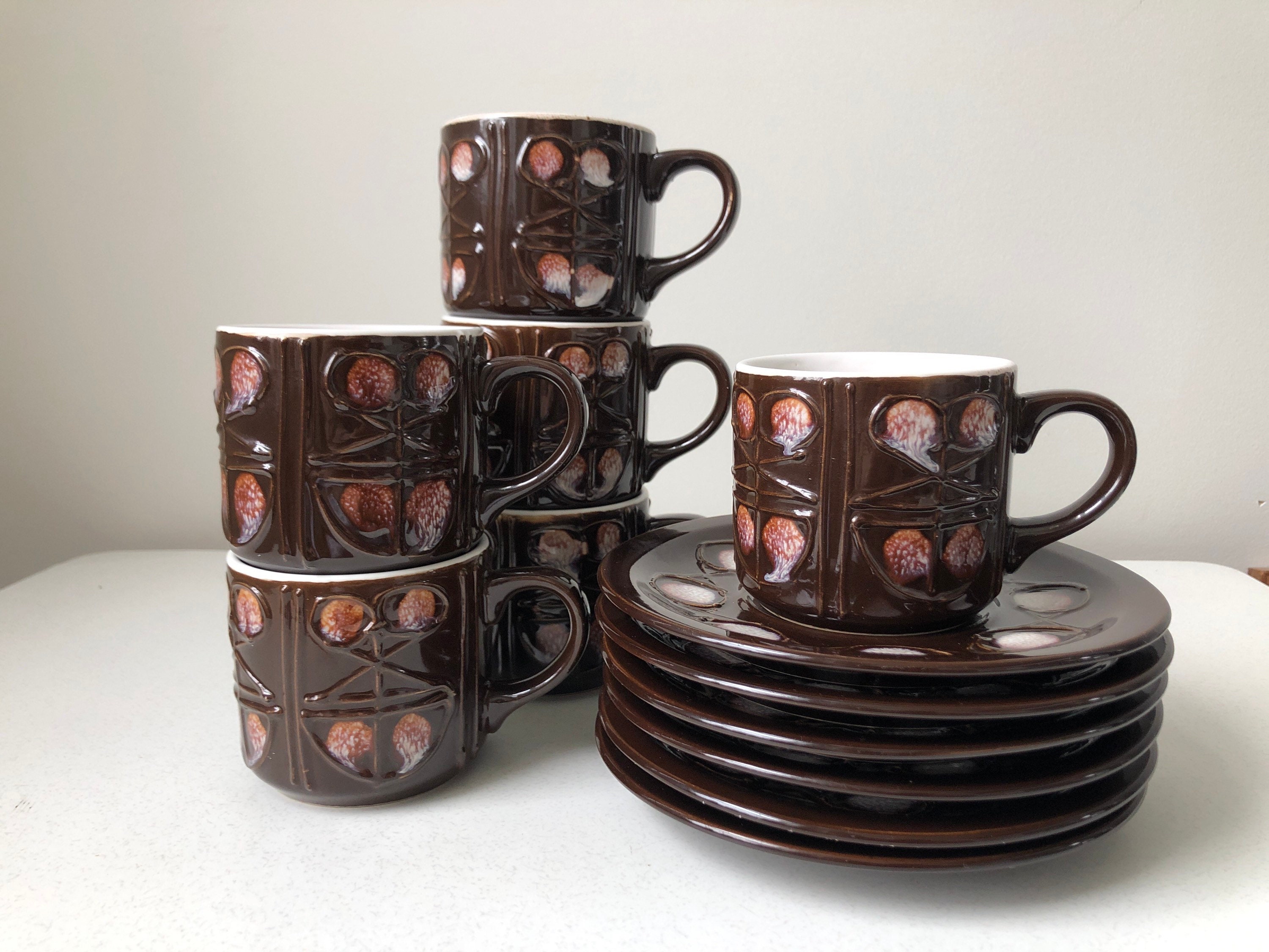 Set of 6 Vintage Mugs and Saucers from Japan