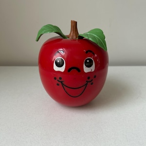 Vintage 1972 Fisher Price ‘Happy Apple’ Rolling Weighted Rattle/Chime Apple