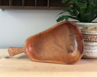 Small Vintage Wooden Pear Shaped Bowl