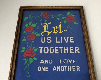 Vintage Framed Stenciled Wall Art