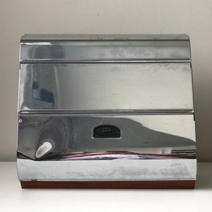 Vintage Metal Chrome and Faux Wood Kitchen Roll Paper Wall Mount Holder