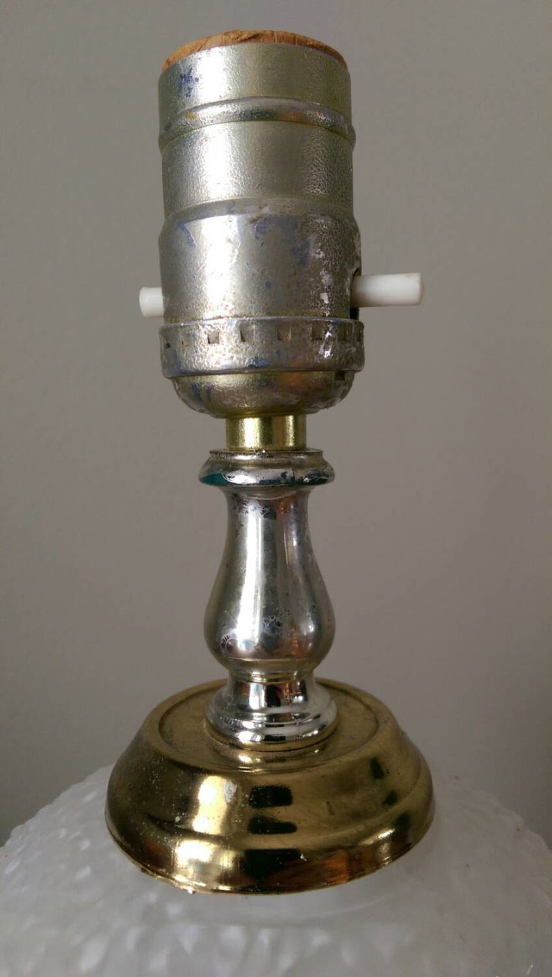 Vintage White Glass Table Lamp Etsy Canada