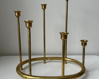 Vintage 6 Arm Brass Taperholders Graduating Candleabra
