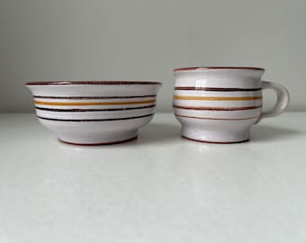 Vintage Handmade Studio Pottery Children’s Bowl and Mug