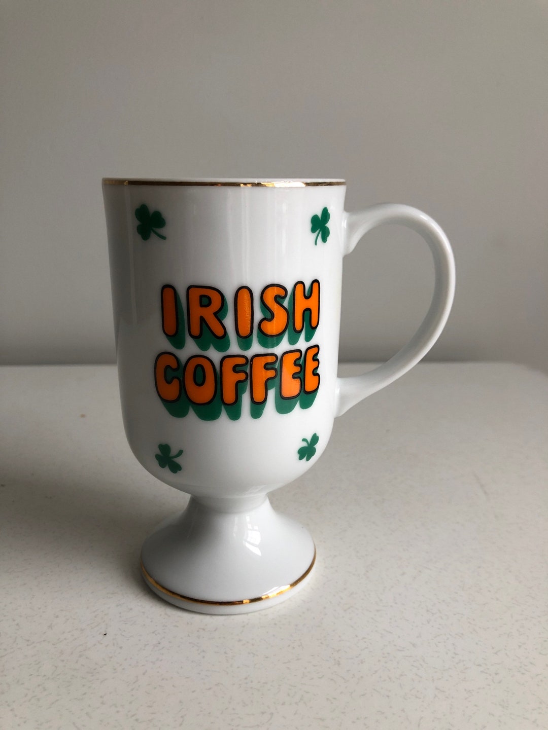 Vintage White Ceramic Irish Coffee Mug Etsy