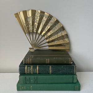 Vintage Solid Brass Fan with Phoenix Design
