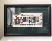 Vintage Framed Cross Stitch The Auction Amish Quilt