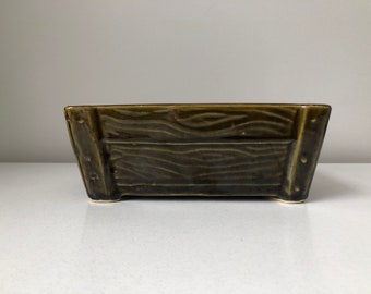 Vintage Brush Pottery Wood Ceramic Rectangular Planter