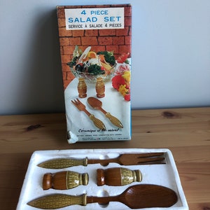 Vintage Boxed 4 Piece Salad Set