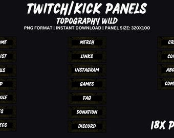 Twitch/Kick Topography Wild | 18 ストリーム パネル | 即時ダウンロード