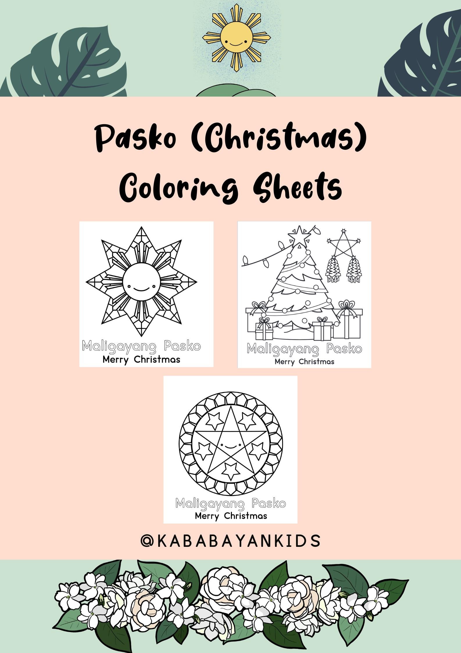 Holiday / Pasko Filipino Coloring Sheets - Etsy