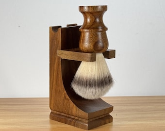 Customized Handmade Wood Shaving Kit for Men Brush And Razor Display Stand gift Man  Dad Grandpa father's Day Gift