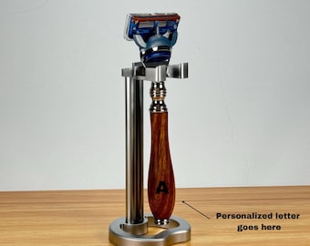 Handcrafted Rosewood Razor with Metal Stand - Fits Gillette Fusion Blades