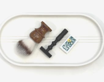 Personalized Safety Razor & Wood Shave Brush Set